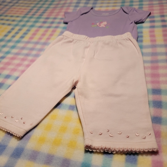 WENDY BELLISSIMO 💕 Pink Elastic Waist Pants w/Embroidered Mini Heart's 0-3M - Picture 2 of 11